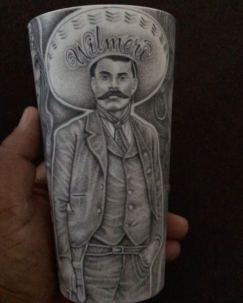 Emilio Zapata Tattoo, Traditional Chicano Tattoos, Art Chicano, Chicanas Tattoo, Mexican Tattoo, Cup Tattoo, Prison Art, Chicano Style Tattoo, Chicano Tattoos