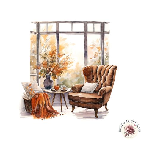 Cozy Autumn Lounge Clipart Set - Fall Leaves, Interior Design, High Resolution Watercolor 300 dpi https://digitalduskyrose.etsy.com/listing/1735099380 Embrace the cozy vibes of fall with our Cozy Autumn Lounge Clipart Set! This beautiful collection features high-resolution watercolor illustrations of fall leaves and charming interior designs, all in stunning 300 dpi. Perfect for creating autumnal invitations, home decor projects, or adding a touch of warmth to your designs. Dive into the se... Autumnal Invitations, Charming Interior, Autumn Halloween, Cozy Autumn, Home Decor Projects, Watercolor Illustrations, Cozy Vibes, Autumn Cozy, Fall Leaves