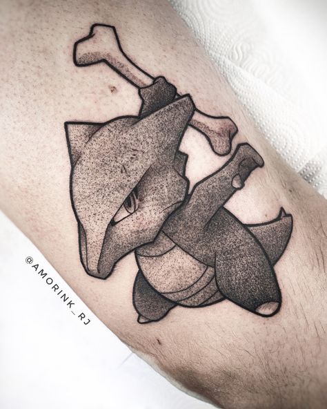 Blackwork Marowak Pokemon, Pokemon Tattoo, Blackwork, Tattoo Designs, Pokemon, Tattoos, Animals, Design, Pokémon