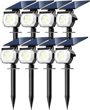 btfarm 8 Pack Solar Spot Lights Outdoor Waterproof, 52 LED Solar Landscape Lights 3 Lighting Modes, IP65 Solar Powered Spotlights Outdoor Solar Lights for Yard Outside Garden Tree (Cool White) Solar Lights For Yard, Solar Tree Lights, Solar Spot Lights Outdoor, Solar Yard Lights, Solar Spot Lights, Solar Landscape Lighting, Outside Garden, Solar Landscape, Landscape Lights