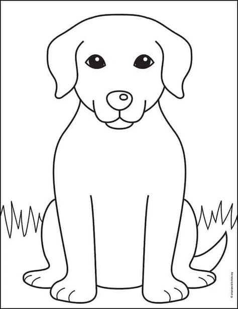 Dog Outline Drawing Simple, Labrador Drawing Simple, Draw A Labrador, Dog Outline Drawing, Cat And Dog Drawing, Sweater Ornaments, Dog Drawing Simple, Dog Template, Dog Outline