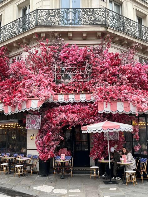 Parisian Coffee Shop, Bakery Shop Interior, Cafe Nyc, Fantasy Settings, Coffee In Paris, Pink Cafe, Pink Fall, Coffee Shop Aesthetic, French Bakery