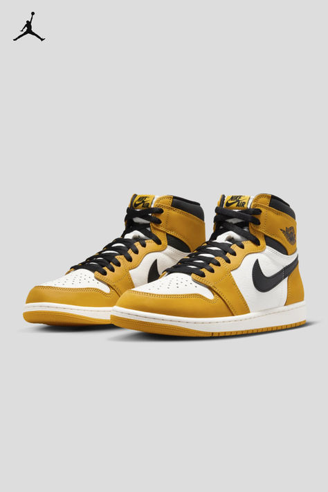 Golden hues and iconic Jumpman style grace the AJ1 High OG ‘Yellow Ochre.’ Available in extended sizing—shop now on Nike.com. Logo Wings, Nike Kicks, Jordan Sneaker, Jordan Logo, Jordan 1 High Og, Yellow Ochre, Air Jordan 1 Retro High Og, Air Jordan 1 Retro High, Cute Nikes