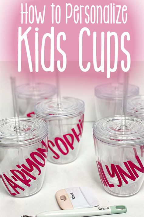 I was so stoked to make these Easy Cricut Personalized Cups For Kids because they make the perfect party favors--and the kids LOVE them! Cricut Personalized Party Favors, Tumbler Cup Party Favors, Cricut Party Favours, Party Favors With Cricut, Cricut Birthday Party Favors, Cricut Party Favors Kids, Cricut Gifts For Kids, Diy Party Favors For Kids, Cricut Party Favors