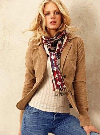 How to Wear a Tan Corduroy Blazer (2 looks) | Lookastic for Women Tan Blazer Outfits, Beige Blazer Outfit, Erin Heatherton, Blazer Outfits For Women, Tan Blazer, Beige Blazer, Tan Jacket, Blazer Jeans, Blazer Beige