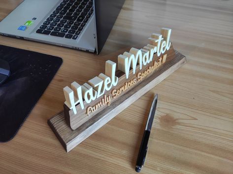 Table Name Plate Office, Table Name Holders, Desk Trays, Natural Wood Desk, Nameplate Design, Custom Desk Name Plates, Office Name Plate, Name Holder, Office Desk Name Plates