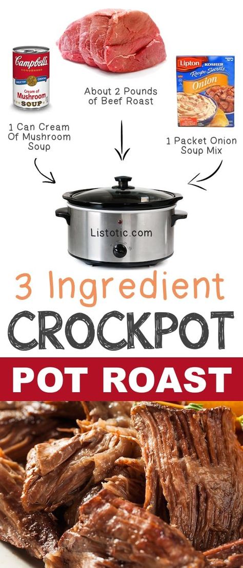 3 Ingredient Pot Roast, French Dip Sandwich Crockpot, Pepperoni Dip, Crockpot Pot Roast, Cook Meat, Crock Pot Food, Cheesecake Dip, French Dip Sandwich, Crockpot Dishes