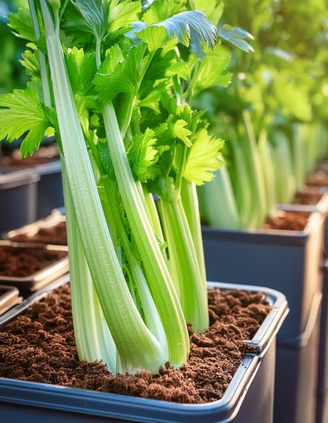 Grow celery at home in containers with ease using this step-by-step guide Grow Celery, Growing Celery, Ferns Garden, Organic Pest Control, Liquid Fertilizer, Flower Display, Growing Indoors, Grow Lights, Planting Seeds