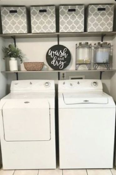 wash room decor Small Closet Laundry Room, Ideas For A Small Closet, Laundry Room Organization Shelves, Small Laundry Room Ideas, Diy Laundry Room, Laundry Room Decorating, Tiny Laundry, Laundry Nook, Laundry Room Ideas Small Space