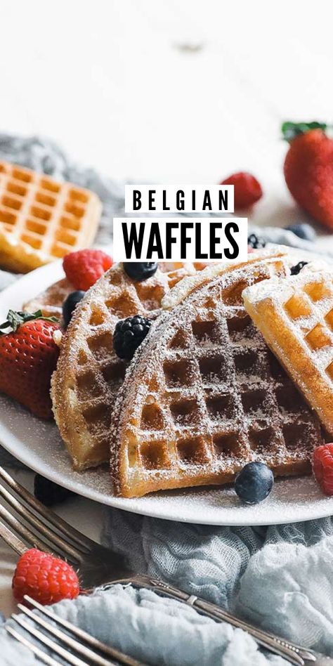 You will absolutely love this authentic Brussels-style Belgian waffle recipe that uses yeast to help it rise and provide flavor. Serve them up with fresh berries and powdered sugar! Brown Sugar Banana Bread, Belgian Waffle Recipe, Sweet Toast, Belgian Waffles Recipe, Billy Parisi, Waffle Iron Recipes, Belgium Waffles, Foods With Iron, Waffles Recipe