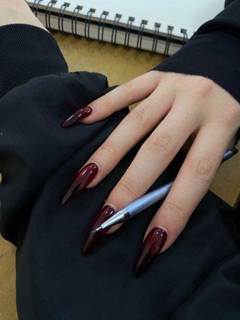 Vampire Nails, Y2k Inspo, Dark Red Nails, Hippie Nails, Punk Nails, Goth Nails, Really Cute Nails, Bling Acrylic Nails, Gem Nails