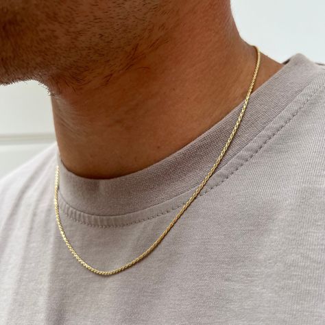 Chains For Men Gold, Men Gold Necklace, Gold Stainless Steel Rope Chain Necklace, Minimalist Gold-plated Rope Chain Necklace, Rope Chain Gold, 14k Yellow Gold Rope Chain Necklace, Mens Gold Chain Necklace, Yellow Gold Stainless Steel Rope Chain Necklace, Gold-tone Gold-plated Rope Chain Jewelry