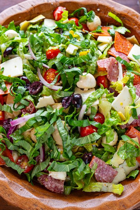 Antipasto Salad (aka Chopped Italian Salad) Antipasta Salads, Chopped Italian Salad, Antipasto Salad Recipe, Grilled Shrimp Salad, Bbq Chicken Pasta, Bruschetta Pasta, Bruschetta Chicken Pasta, Closet Cooking, Fried Goat Cheese