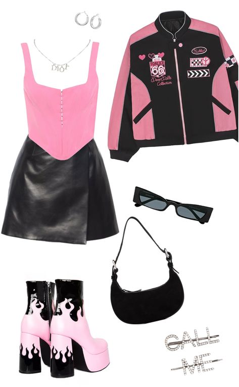 black pink outfit ideas | Black Pink Outfit Ideas, Black And Pink Outfit Ideas, Black Pink Outfits, Pink And Black Outfit Ideas, Black Pink Outfit, Ateez Outfits, Black And Pink Outfit, Monster Fashion, Pink Outfit Ideas