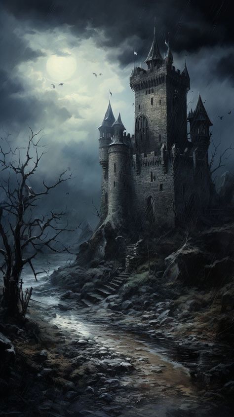 Dark Castle Aesthetic Interior, Haunted House Pictures, Dracula Castle, Art Deco Paintings, Old Castle, Creepy Houses, Dark Castle, Best Nature Images, Gothic Castle