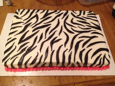 Zebra sheet cake with pink base Zebra Print Cakes, Zebra Cakes, Cupcakes Ideas, Zebra Cake, Cake Inspo, Sheet Cake, Pink Bow, 3rd Birthday, Pink Print