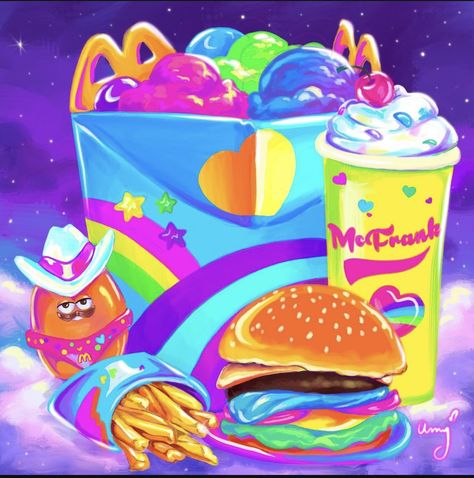 Lisa Frank Painting, Crazy Core, Frank Aesthetic, 90s Core, Wonder Bread, 90s Stuff, Funny Dancing Gif, Horror Drawing, Coconut Dream