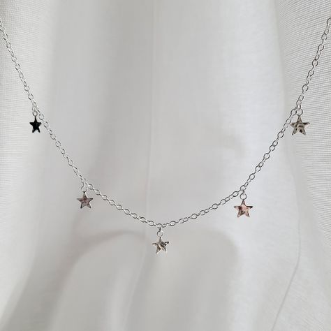 Silver Necklaces Stars, Star Silver Necklace, Star Girl Jewelry, Jewery Silver, Cute Silver Necklace, Silver Star Jewelry, Cute Silver Necklaces, Silver Necklaces Layered, Cute Silver Jewelry