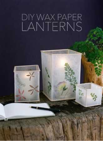 DIY Wax Paper Lanterns – Craft Gossip Wax Paper Lanterns, Wax Paper Crafts, Paper Lanterns Diy, Fleurs Diy, Diy Wax, Handmade Plant, Diy Lanterns, Wax Paper, Nature Crafts