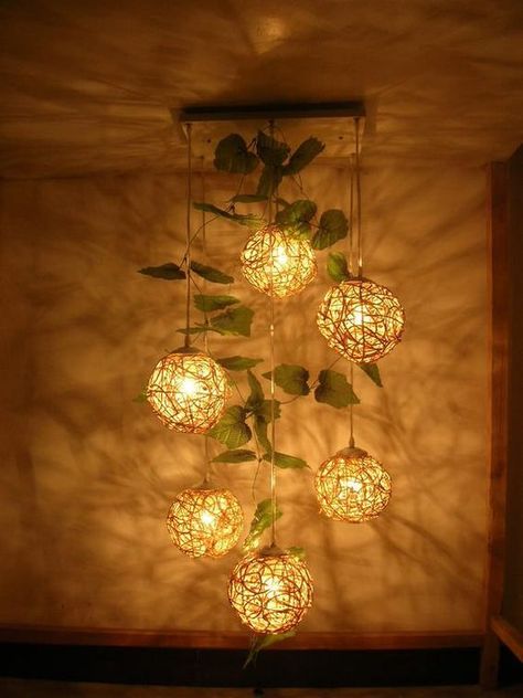 Lamp design, lamp art, light, home decor, interior design Rattan Ball String Lights, White Rattan, Creative Wall Decor, Woven Chair, Drop Lights, Rattan Pendant Light, Art Lamp, Cool Lamps, Handmade Lamps