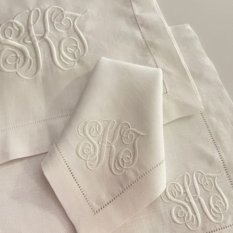 Description Sizes Care Sferra Festival 100% hemstitched linen napkins, placemats, cocktail napkins, table cloths and table runners. Tablecloths are monogrammed in one corner. Table runners are monogrammed on each end. Custom sizes available. Prices below include the base monogram with adjustments for decorative monograms. Allow 2-3 weeks for production. Note: 6x6 Cocktail Napkin Colors are available in : White, Oyster, Butter, Black, Chocolate, Cinnabar, Curry, Emerald, Grey, Kiwi, Lilac, Natura Monogram Napkins Embroidery, Monogram Napkins Wedding, Monogrammed Napkins Linen, Monogram Cocktail Napkins, Monogram Napkins, Fall Monograms, Monogrammed Wedding Napkins, Square Placemats, Sewing Christmas Gifts