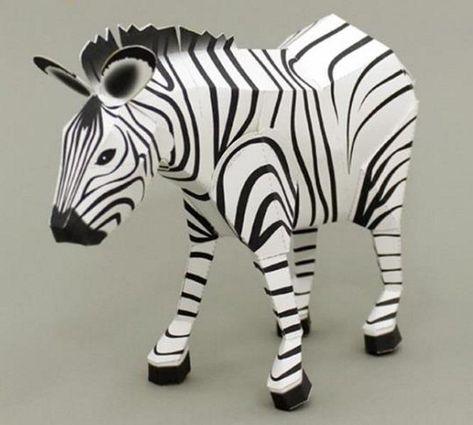 PAPERMAU: A Miniature Zebra Paper Model - by Paper Design Fun Mountain Zebra, Plains Zebra, Papercraft Download, Free Paper Models, Cardboard House, Papercraft Templates, Paper Ideas, Paper Animals, Paper Model