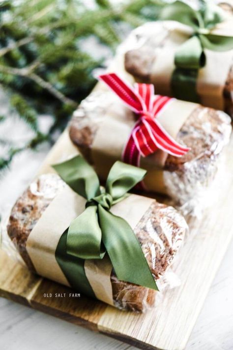 How to Wrap Baked Goods for Christmas | Old Salt Farm Baked Goods For Christmas, Baked Goods For Christmas Gifts, Bread Gifts, Cinnamon Ornaments, Christmas Cookie Box, Christmas Bread, Christmas Food Gifts, How To Wrap, Christmas Treat