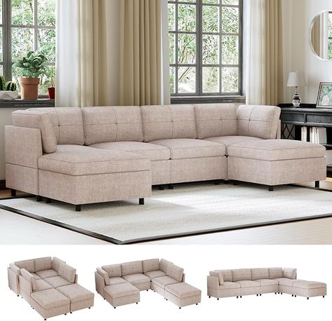 Amazon.com: PUREMIND U Shape Sectional Sofa for Living Room,115inch L Shaped Modural Convertible Sectional Sofa,23inch Deepth Fablic Sofa Sleeper Sofa Couch for Home Apartment : Home & Kitchen Cozy Couches Living Room, U Shape Sectional, Family Room Windows, Couches For Living Room, U Shaped Couch, Shape Sofa, U Shaped Sectional Sofa, Deep Sofa, Sofa For Living Room