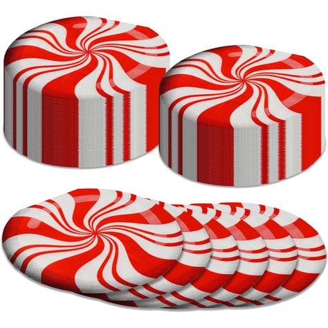 PRICES MAY VARY. Peppermint Candy Christmas Disposable Napkins: you will receive 100 pieces peppermint Christmas candy theme napkins in total, enough quantity for peppermint candy Christmas theme big party; These Christmas decoration kits will make your table settings look fantastic, add a lovely look to your Christmas party or get together, and your guests will be happy Quality Material: these peppermint Christmas round disposable napkins are made of quality thick paper; Soft and comfortable to Candy Christmas Table Decor, Candy Cane Party Theme, Candy Cane Table Decor, Christmas Party Ideas Decorations, Winter Baby Birthday Party, Christmas Candy Decor, Wonka Christmas, Winter Baby Birthday, Candy Cane Christmas Decor