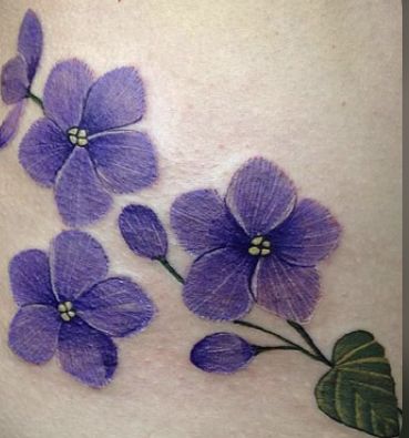 Violet Flower Tattoo, Small Flower Tattoos For Women, Purple Flower Tattoos, Violet Flower Tattoos, Tattoo Fixes, Violet Tattoo, Iris Tattoo, Embroidery Tattoo, Beautiful Flower Tattoos