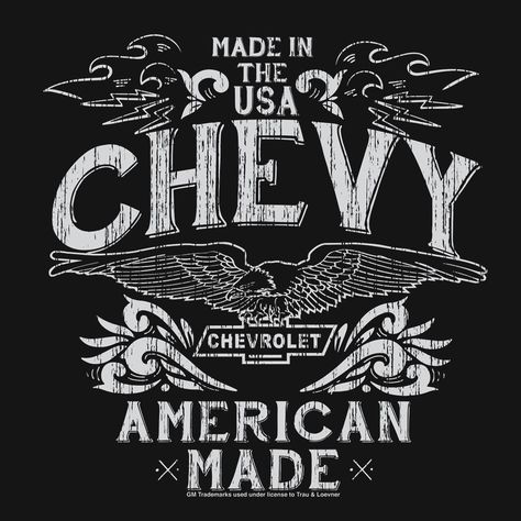 Vintage Never Looked So Good From the sleek and dreamy sports cars that made us all drool, to the hardworking vans and trucks that helped build America - there's much to love about the Chevrolet brand! We've paid homage to this automotive icon with a double sided graphic tee of its very own featuring the instantly recognizable Chevrolet Bowtie logo on the left chest, and a full size eagle graphic and "Made in the USA" and "American Made" text on the back. To complete the vintage look and feel of Chevrolet Bowtie Logo, Chevrolet 4x4, Chevy Logo, Chevrolet Bowtie, Vintage Chevy, Eagle Graphic, Car Hacks, Retro Tee, Car Brands