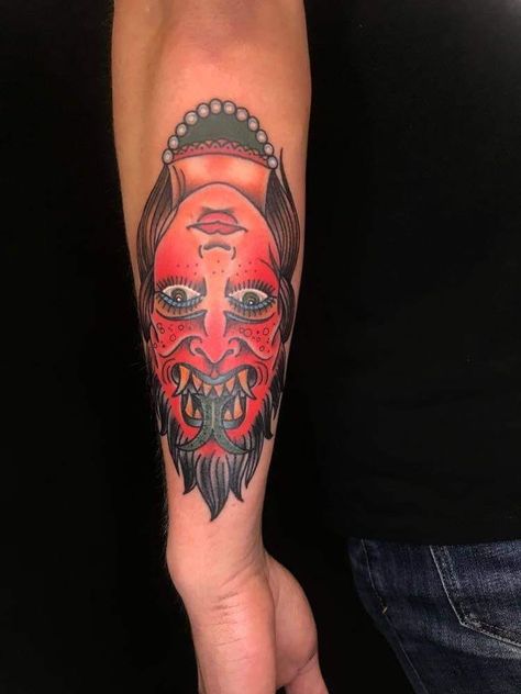 Hannya Mask Tattoo, Hannya Mask, Tattoo Traditional, Mask Tattoo, Traditional Tattoo, Skull Tattoo, Mask, Tattoos