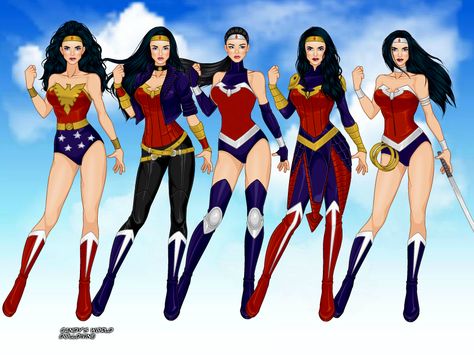 Wonder Woman iterations I made with X-girl Wonder Woman Civilian Outfit, Wonder Woman Outfit, Zatanna Zatara, Superhero Designs, Dc Comics Women, Comics Art, Superhero Design, Fitness Models Female, Dc Comics Art