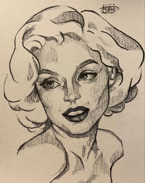 Marilyn Monroe Portrait Drawing, Marlyn Monro Drawings, Mariah Carey Drawing, Grandma Drawing Easy, Marlyne Monro Drawings, Draw Famous People, Marilyn Monroe Sketch, Marilyn Monroe Fan Art, Marilyn Monroe Drawing