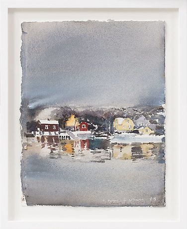 Winter View, Hur Man Målar, Architecture Painting, Art Cat, Lofoten, Archipelago, Art Paint, Land Scape, Colorful Art