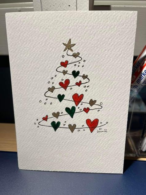 Acrylic Paint Christmas Cards, Simple Christmas Watercolor, Watercolour Sketchbook, Christmas Cards Drawing, Christmas Sketch, Painted Christmas Cards, Christmas Card Art, Bullet Journal Diy, Watercolor Christmas Cards