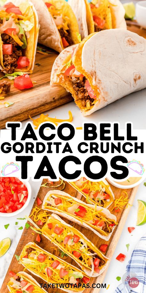 The Ultimate Homemade Cheesy Gordita Crunch is the perfect weeknight dinner recipe. If you love Taco Bell this copycat Gordita Crunch recipe is for you! Taco Bell Gorditas Recipe Mexican, Gorditas Crunch Wrap, Gorditas Recipe Taco Bell, Copycat Taco Bell Quesadilla, Copycat Recipes Taco Bell, Copycat Taco Bell Recipes, Nacho Bell Grande Recipe, Taco Bell Burrito, Taco Bell Copycat Recipes