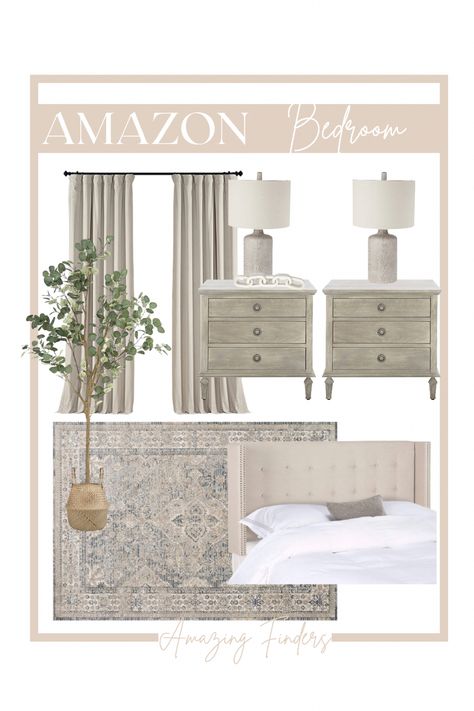 Gray Nightstands, Amazon Bedroom, Transitional Bedroom Design, Light Gray Bedroom, Pretty Bedroom, Classic Bedroom, Elegant Bedroom, Small Room Bedroom, Master Bedrooms Decor