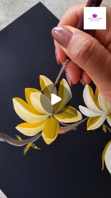 Swati Pandey | OneStroke Flower painting on Instagram: "Yellow magnolia flower painting using onestroke technique 💛 ✨️  . . @wocol_official  . . #artwork #flowerpainting #botanicalart #acrylicpainting #onestroke #flowers #magnolia #aesthetic #ａｅｓｔｈｅｔｉｃ #viralreels #trendingreels #wocol_official" Onestroke Flowers, Magnolia Aesthetic, Magnolia Flower Painting, Painted Magnolia, Flowers Magnolia, Yellow Magnolia, Magnolia Paint, Magnolia Leaves, Magnolia Flower