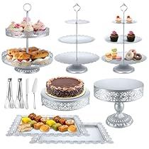 Fruit Donut, 3 Tiered Tray, Dessert Table Display, Silver Cake Stand, Cake Stand Set, Cookie Table, Cake Holder, Candy Display, Silver Cake