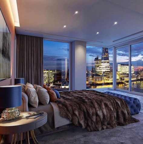 The Luxury Real Estate Broker on Instagram: “Can you imagine going to bed tonight with a view like this? 3 bedroom lateral PENTHOUSE overlooking ‘The Shard’ and ‘The Thames’. 🌃🏙🎆…” Fall Room Decor Diy, Penthouse Bedroom, Fall Room Decor, Easy Room Decor, Classroom Wall Decor, Wall Decoration Ideas, Cosy Bedroom, Pinterest Room Decor, Simple Room