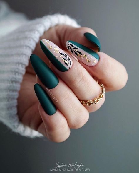 Emerald Nails, Dark Green Nails, Green Nail Art, Green Nail Designs, Trendy Nail Art Designs, Green Nail, Her Nails, Trendy Nail Art, Autumn Nails