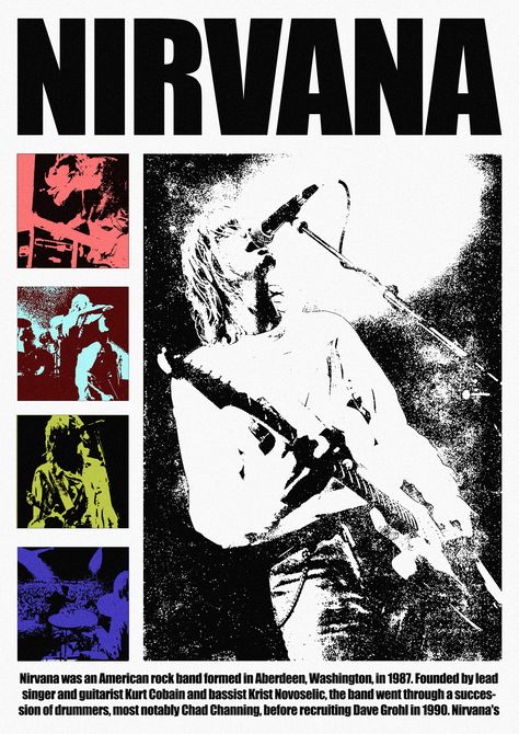 nirvana Poster Ideas For Your Room, Iconic Music Posters, Posters Of Bands, Nirvana Poster Nevermind, Alt Band Posters, Vintage Nirvana Poster, Nirvana Posters Vintage, Rock Tour Posters, 2000s Band Posters