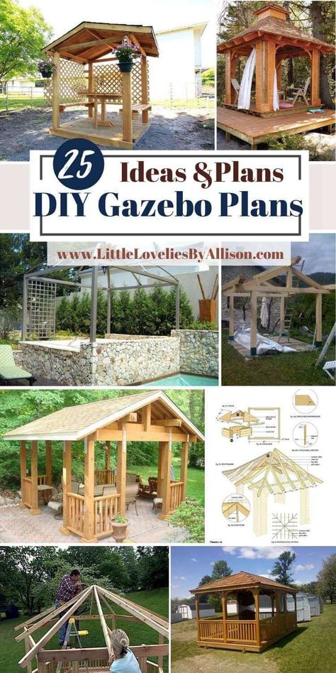 Small Gazebo Ideas Backyard Cheap, Wood Gazebo On Deck, Diy Small Gazebo, Homemade Gazebo Ideas Backyards, Diy Wood Gazebo How To Build, Building A Gazebo Diy, Outdoor Gazebos Diy, Gazebo Out Of Pallets, Patio Gazebo Diy