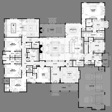 Please review my plans - help needed with bedroom arrangement United Built Homes, Acreage Homes, 5 Bedroom House Plans, Houses Architecture, Bedroom Arrangement, Real Estat, Interior Vintage, Casas Coloniales, 5 Bedroom House