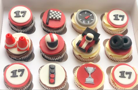 F1 Cupcakes, Men Cupcakes, Muffins Decoration, Ferrari Party, Cars Cupcakes, Cupcakes For Men, Cars Birthday Cake, Race Car Themes, Party Like Its 1999