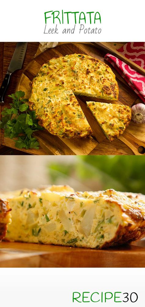 LEEK AND POTATO FRITTATA With Parmesan and Ricotta cheese Breakfast Fritatta, Fritata Recipe, Recipes With Videos, Easy Frittata, Potato Frittata, Leek And Potato, Ricotta Recipes, Frittata Recipes, Quick And Easy Recipes