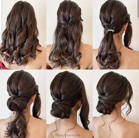 Curly Bun With Bangs, Hair Bun Ideas, Bun With Bangs, Curly Hair Bun, Bun Ideas, Curly Bun, Short Homecoming Hair, Hairstyles For Medium Hair, Hair Tutorials Easy