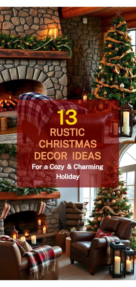 Top 10 Rustic Christmas Decorations DIY Ideas for a Cozy Holiday Cozy Rustic Christmas Decor, Fresh Pine Christmas Decor, Log Cabin Christmas Decor Ideas, Country Christmas Decorating Ideas, Rustic Christmas Living Room, Christmas Rustic Decor Ideas, Cabin Christmas Decor Rustic, Log Cabin Christmas Decor, Christmas Cabin In The Woods