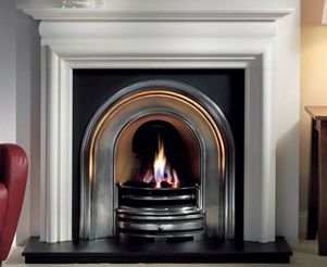 Agean Limestone Fireplaces Cast Iron Fireplace Insert, Fireplace Mantel Designs, Mantel Design, Victorian Fireplace, Limestone Fireplace, Cast Iron Fireplace, Contemporary Fireplace, Corner Fireplace, Home Fireplace